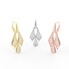 Sterling Silver Diamond Earrings — 3 COLOR