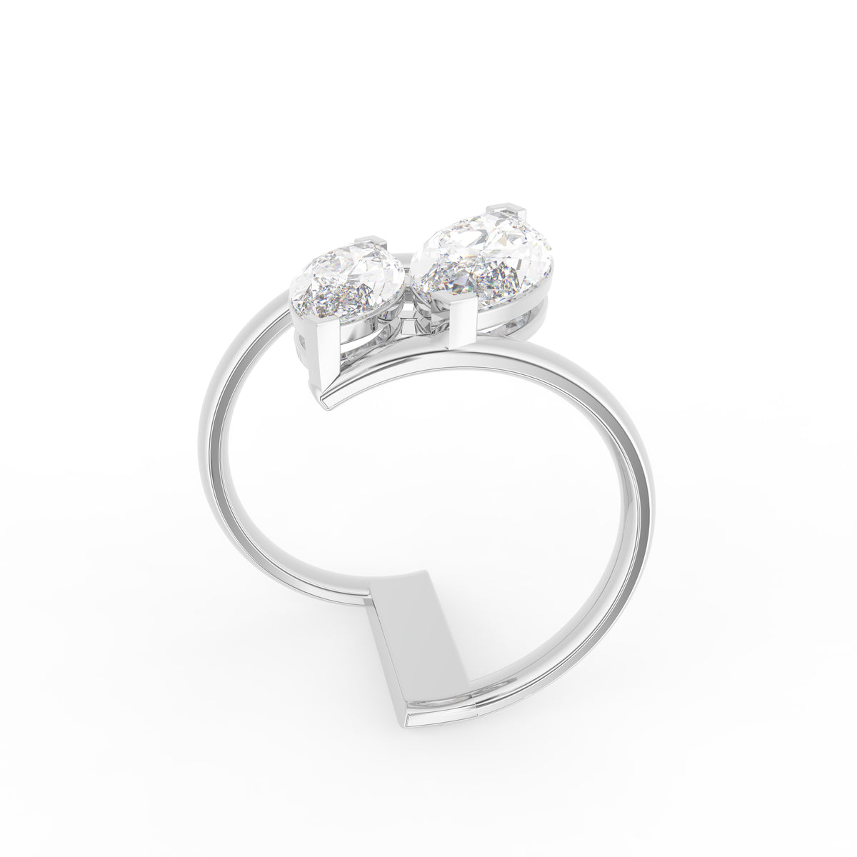 18K Bespoke Twin Marquise Diamond Ring — 3D VIEW