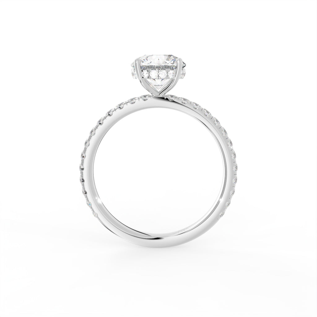 18K Solitaire Round Diamond Engagement Ring — FRONT