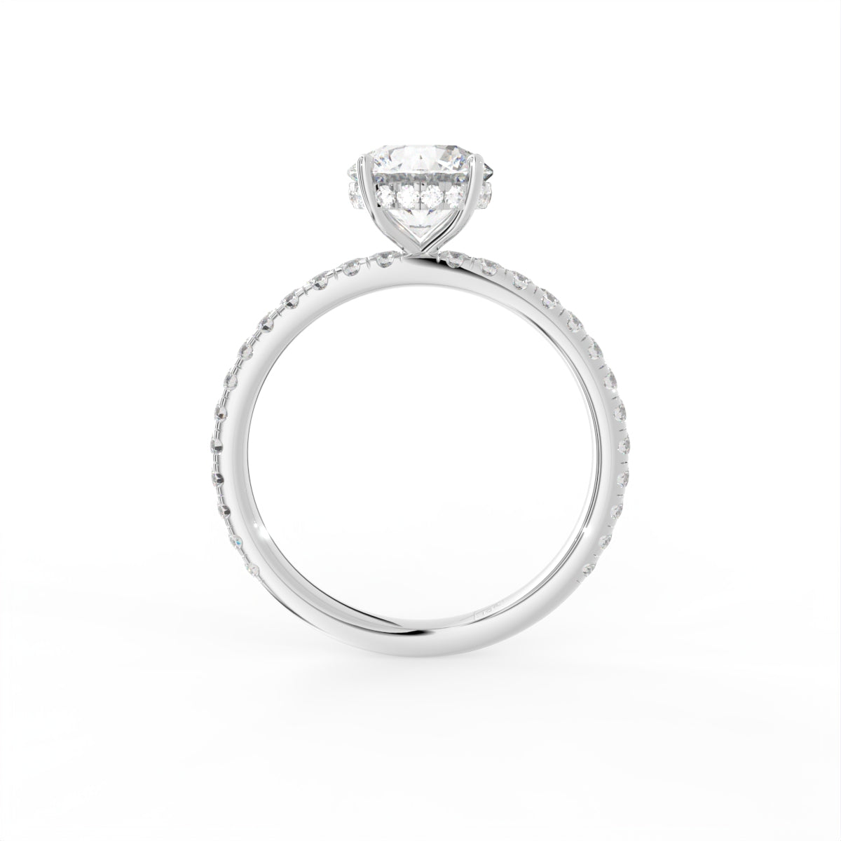 18K Solitaire Round Diamond Engagement Ring — FRONT