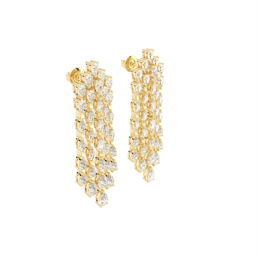 18K Marquise Diamond Drop Earrings — 3D VIEW