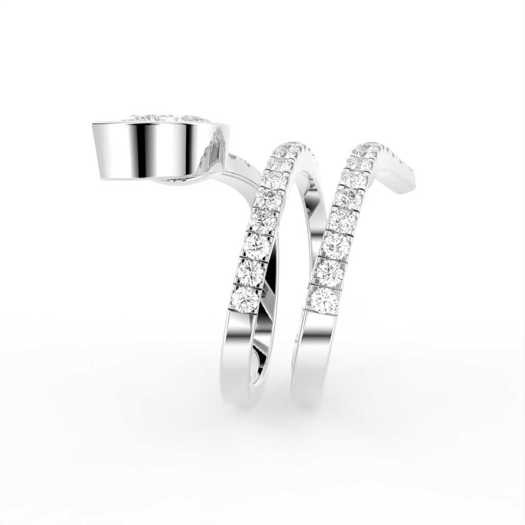 18K Bespoke Pear Diamond Wrap Ring — SIDE