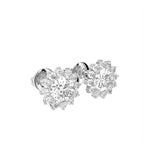 18K Halo Diamond Earrings — 3D VIEW