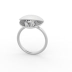 18K Bespoke Shell Solitaire Diamond Ring — 3D VIEW