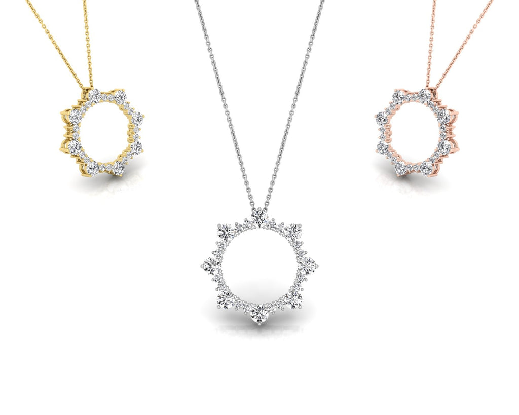 18K Sun Diamond Pendant — 3 COLOR