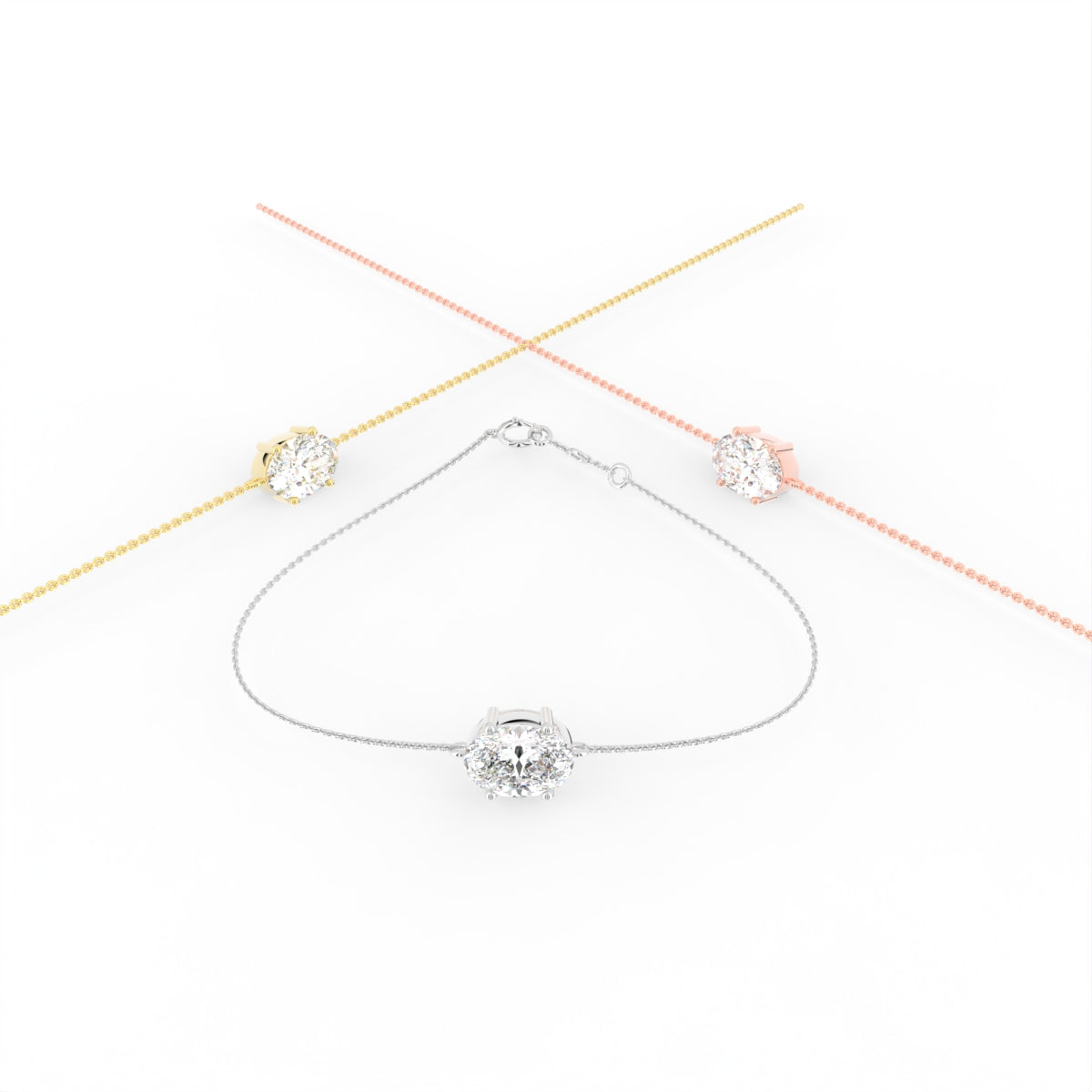 18K Gold Oval Diamond Bracelet — 3 COLOR