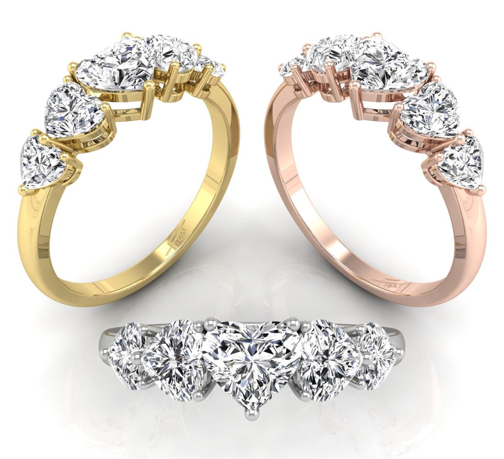 18K Bespoke Heart Diamond Ring — 3 COLOR