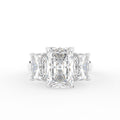 18K White Gold Trilogy Emerald Diamond Ring — TOP