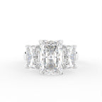 18K White Gold Trilogy Emerald Diamond Ring — TOP
