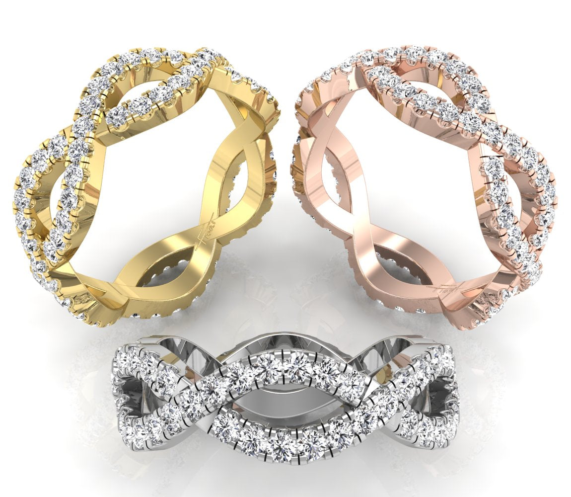 vimg:FJ4824|vimg:FJ4825|14K White Gold Eternity Round Diamond Ring — 3 COLOR