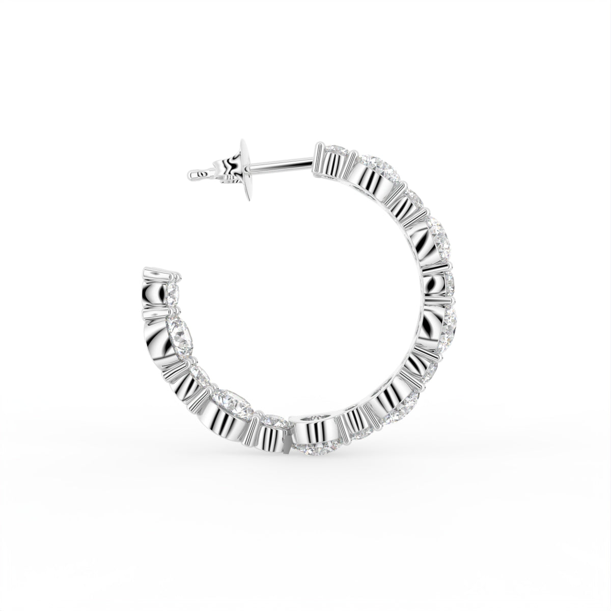 18K Round Bespoke Diamond Earrings — SIDE VIEW