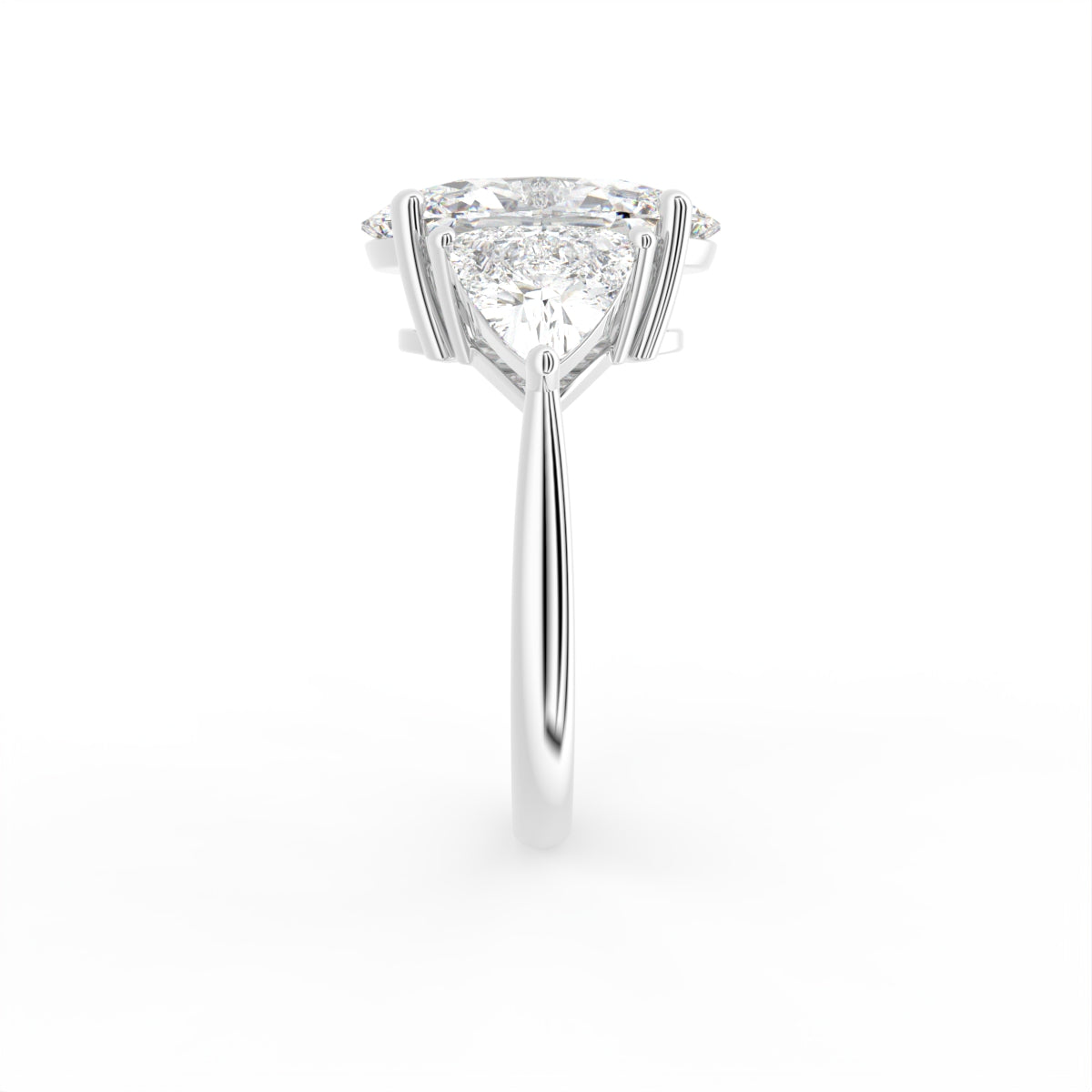 vimg:Z00565|18K White Gold Trilogy Oval Diamond Ring — SIDE