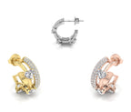 14K Yellow Gold Half Hoop Diamond Earrings — 3 COLOR