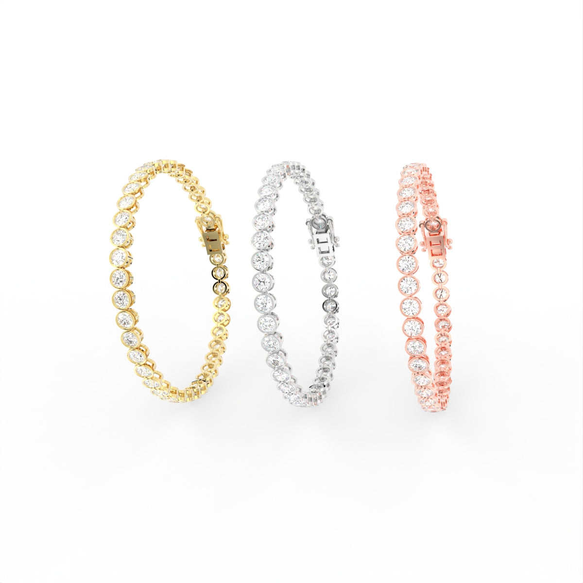 Sterling Silver Diamond Bracelet — 3 COLOR