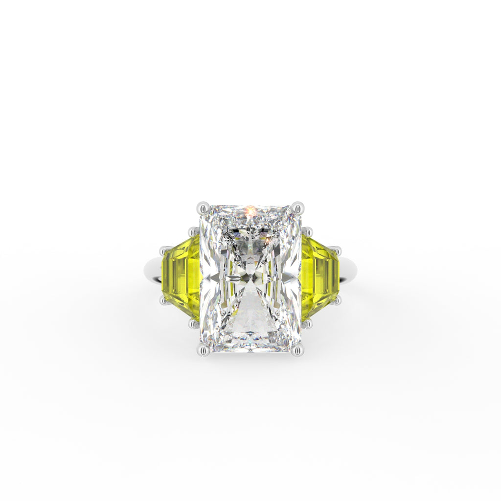 18K Trilogy Radiant Diamond Engagement Ring — TOP