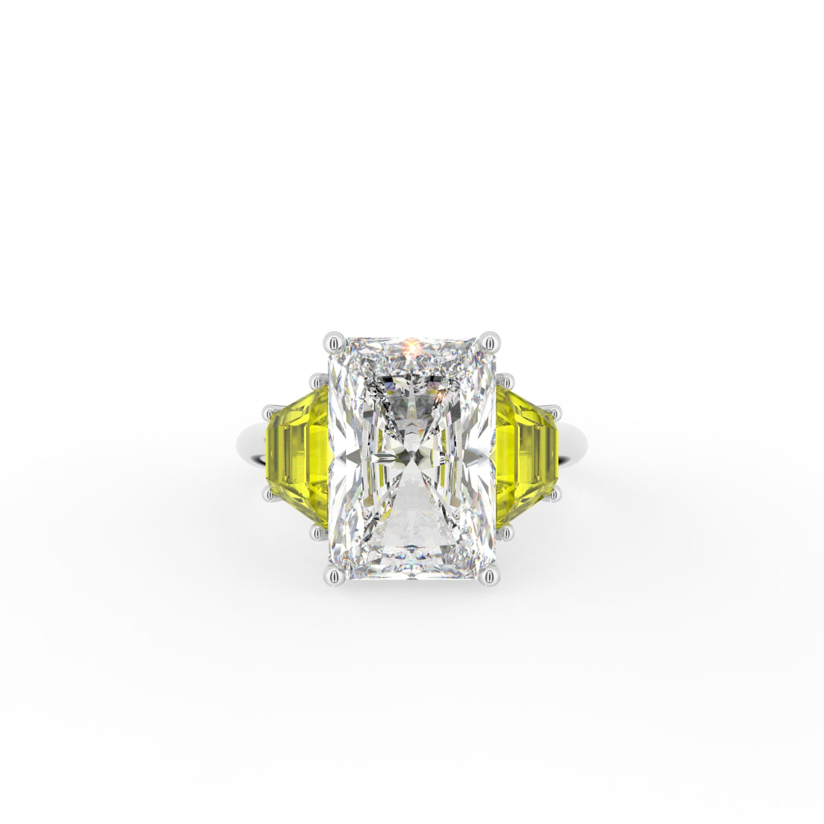 18K Trilogy Radiant Diamond Engagement Ring — TOP