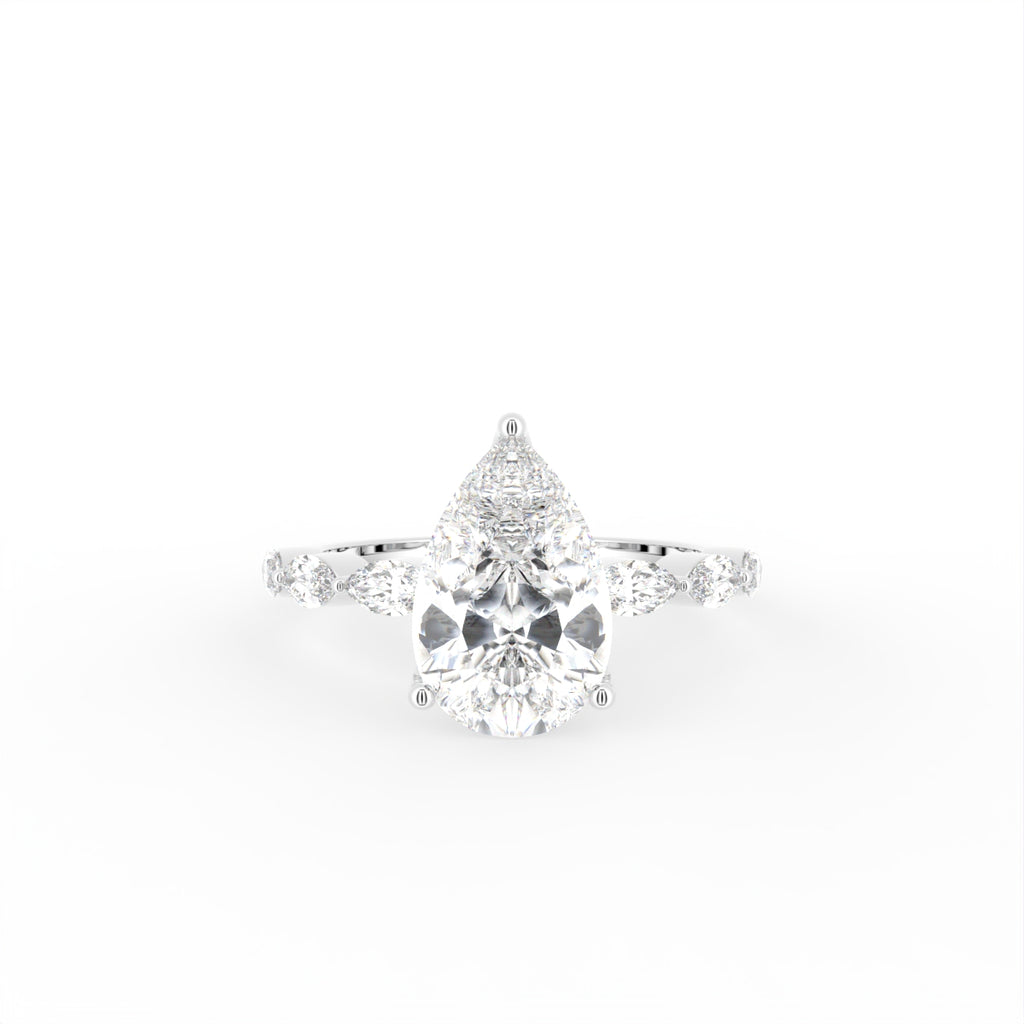 18K Bespoke Pear Diamond Engagement Ring — TOP