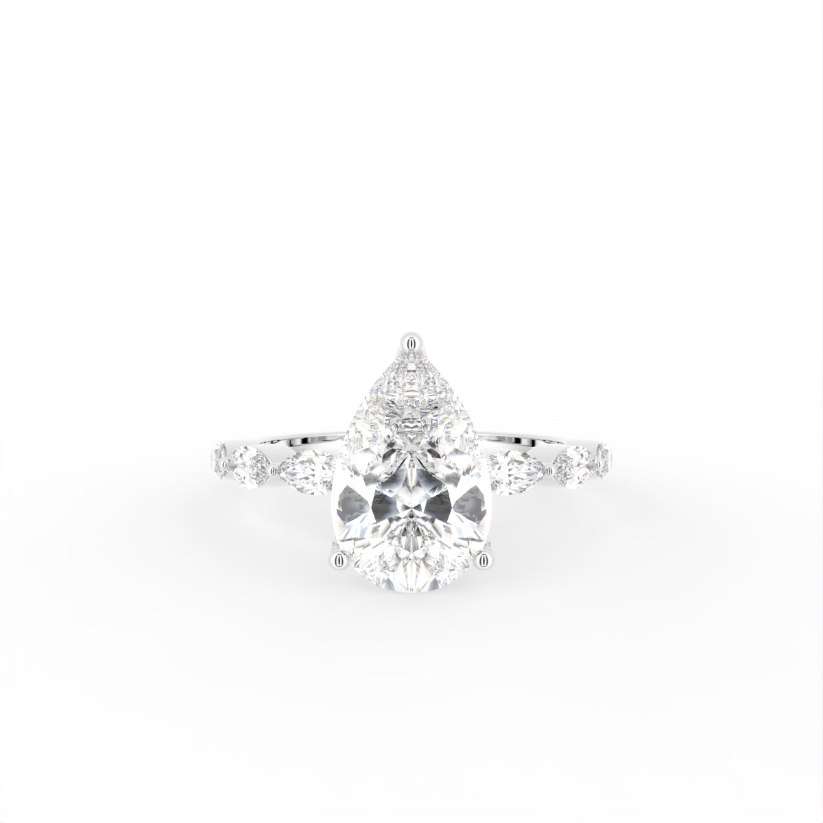 18K Bespoke Pear Diamond Engagement Ring — TOP