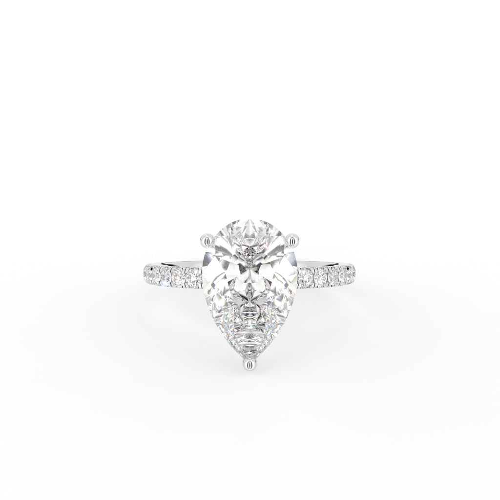 18K Solitaire Pear Diamond Engagement Ring — TOP