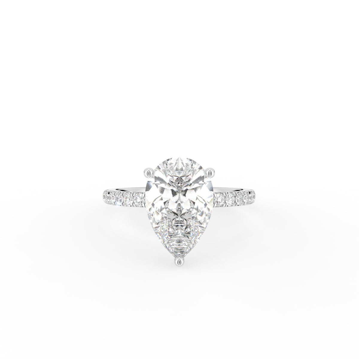 18K Solitaire Pear Diamond Engagement Ring — TOP