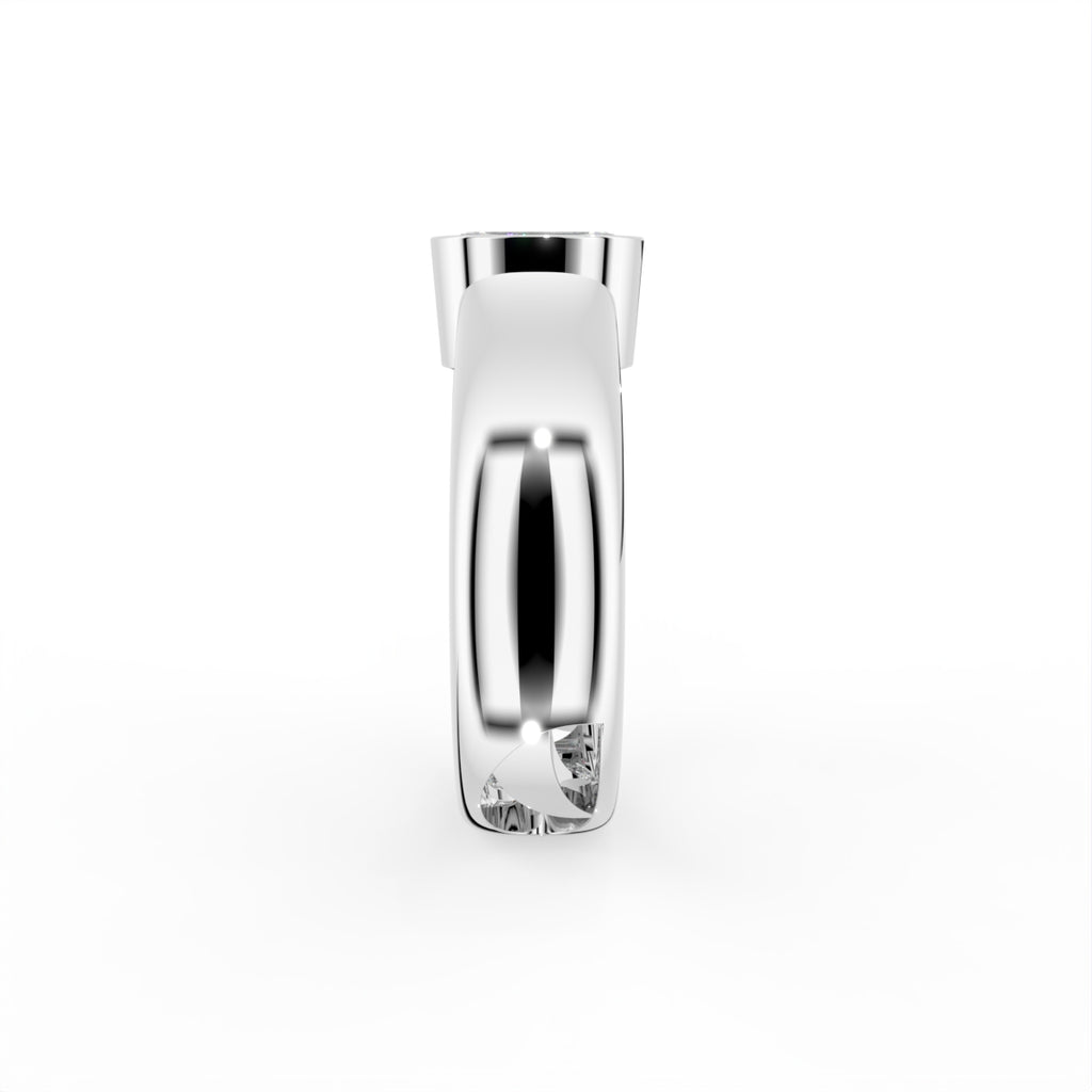 14K White Gold Solitaire Emerald Diamond Ring — SIDE