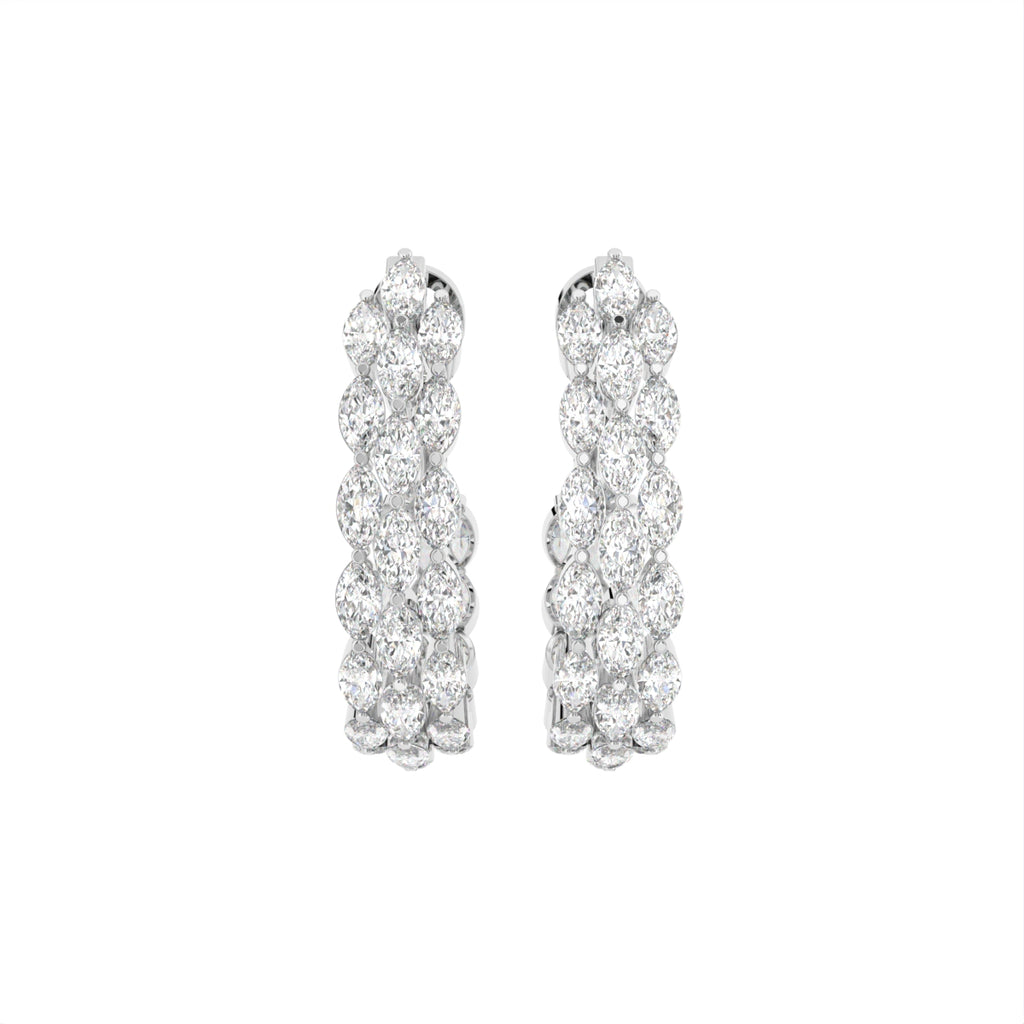 18K Marquise Diamond Hoop Earrings — TOP