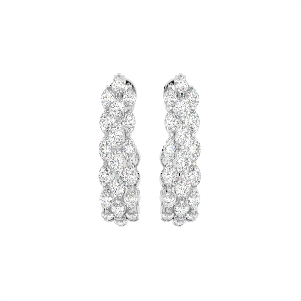 18K Marquise Diamond Hoop Earrings — TOP