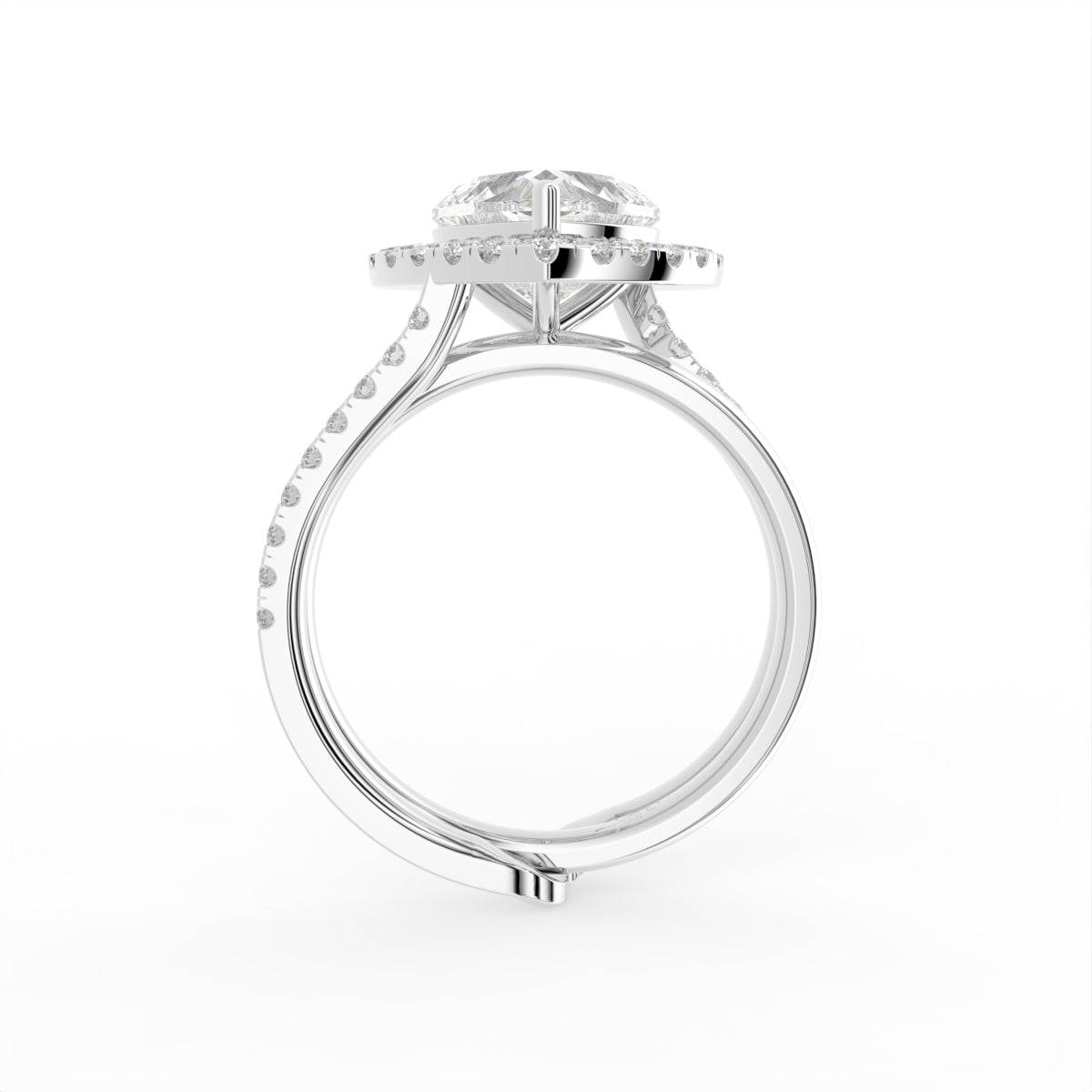 18K Halo Heart Diamond Ring — FRONT
