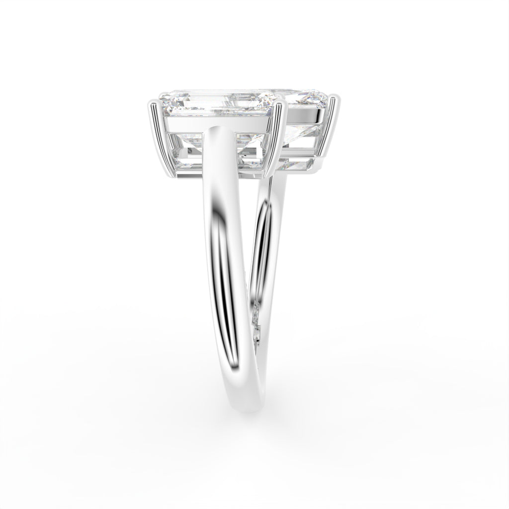 18K Emerald Cut Diamond Ring — SIDE