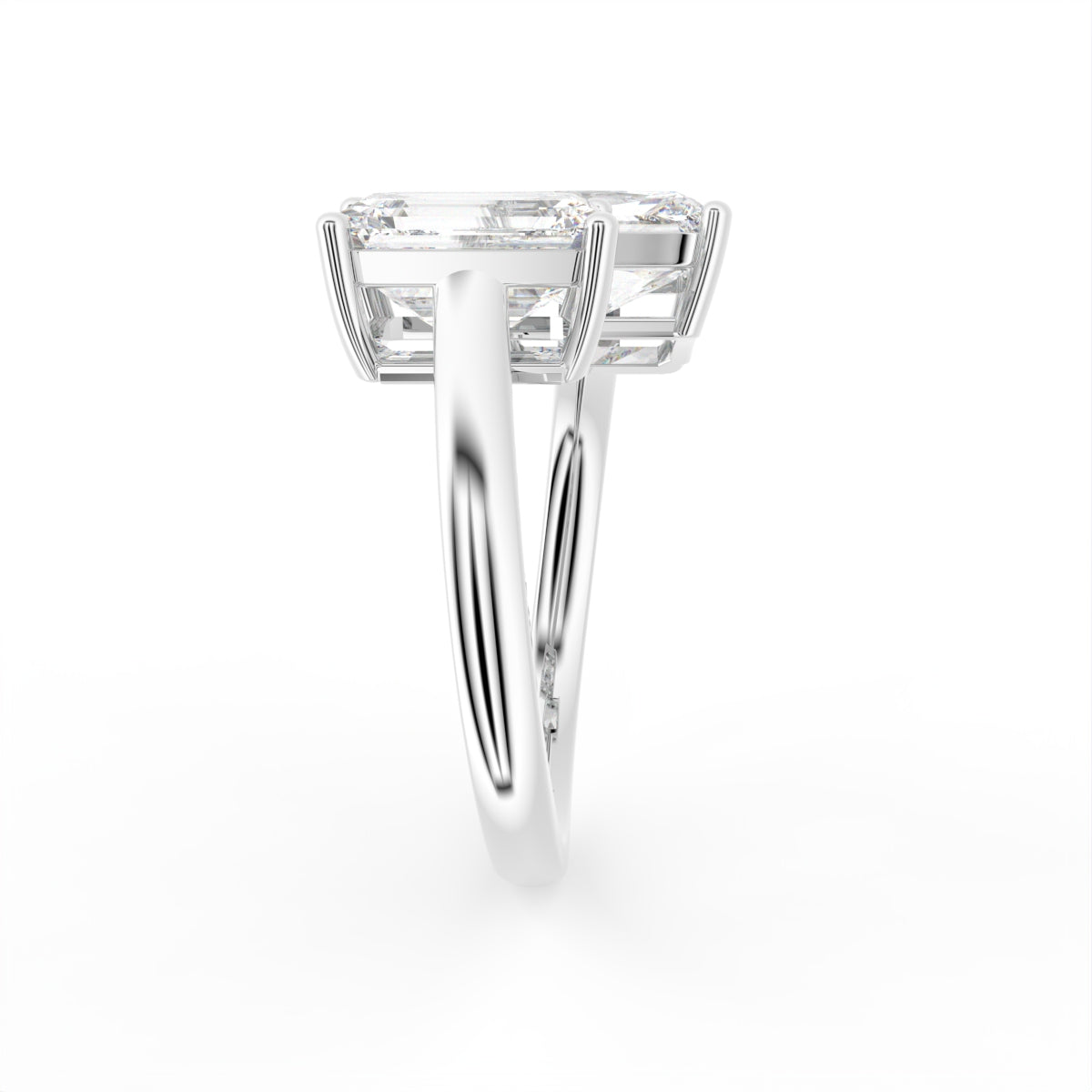 18K Emerald Cut Diamond Ring — SIDE