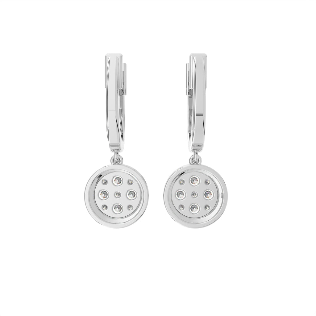 18K Halo Round Diamond Huggie Earrings — BACK