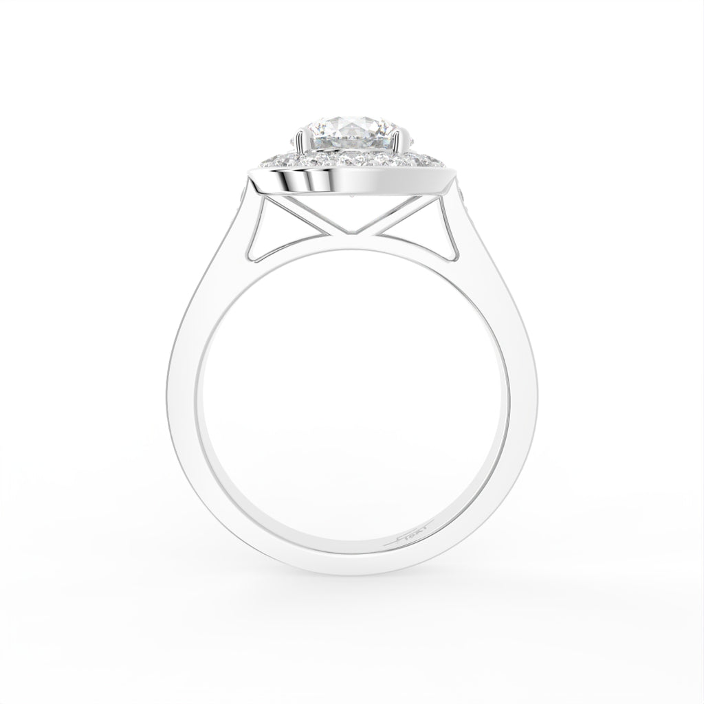 18K Halo Round Diamond Engagement Ring — FRONT