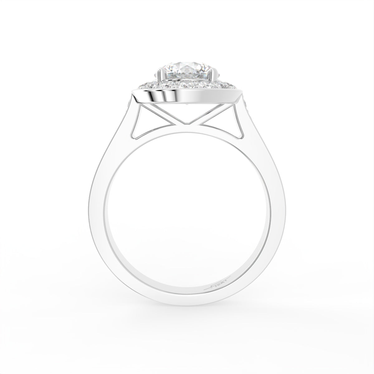 18K Halo Round Diamond Engagement Ring — FRONT