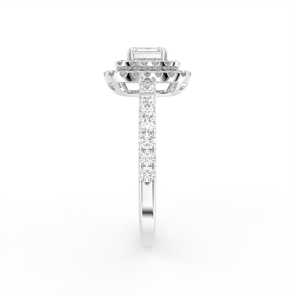 18K Halo Diamond Engagement Ring — SIDE