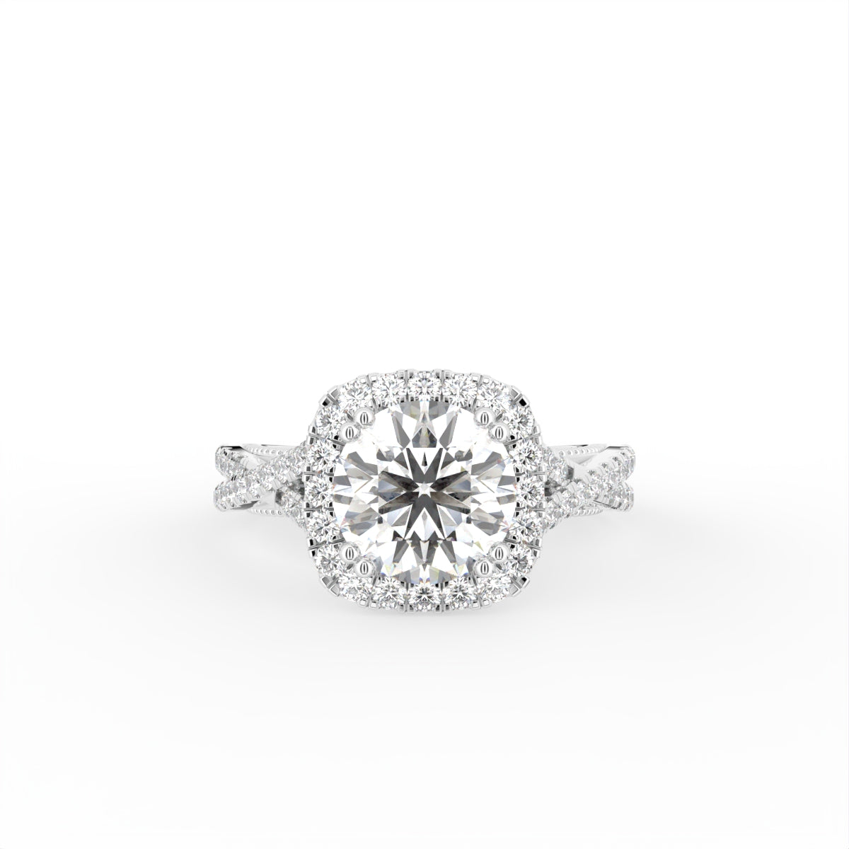 18K Halo Diamond Engagement Ring — TOP