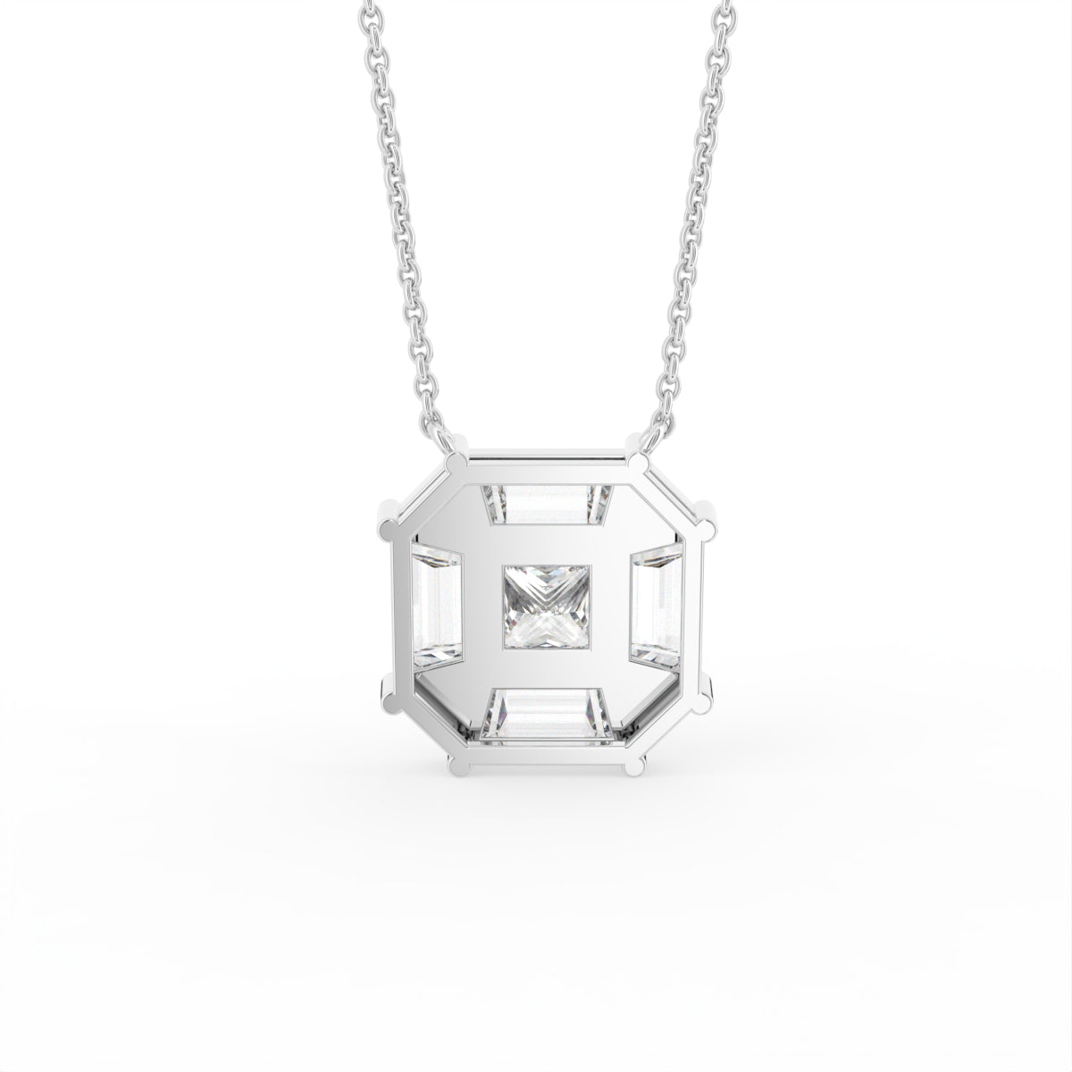 vimg:Z01078|18K Bespoke Princess Diamond Pendant — BACK