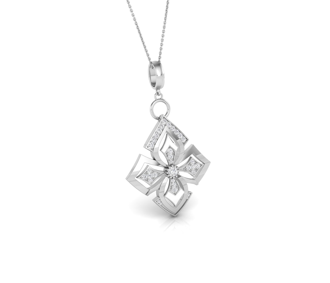18K Rose Gold Bespoke Round Diamond Pendant — RIGHT