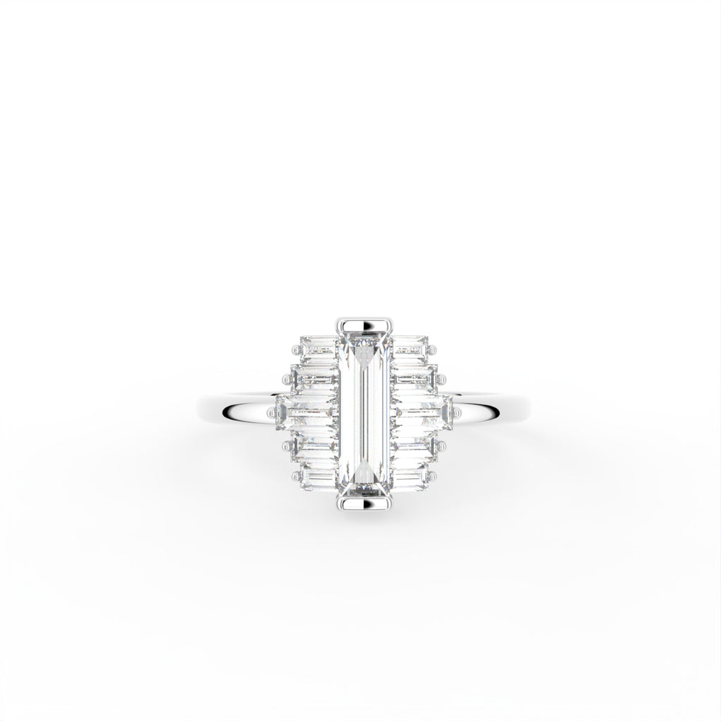 14K White Gold Baguette Diamond Ring — TOP