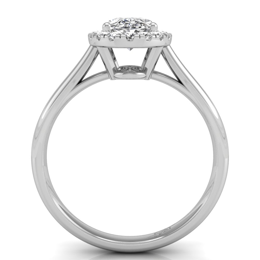 18K Halo Oval Diamond Ring — FRONT