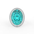 18K Halo Oval Statement Diamond Ring — TOP
