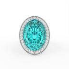 18K Halo Oval Statement Diamond Ring — TOP