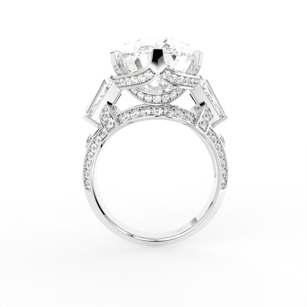 18K Pear Diamond Twisted Band Ring — FRONT