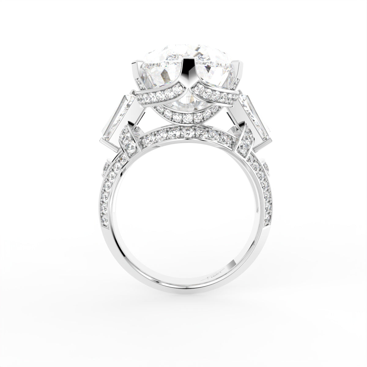 18K Pear Diamond Twisted Band Ring — FRONT