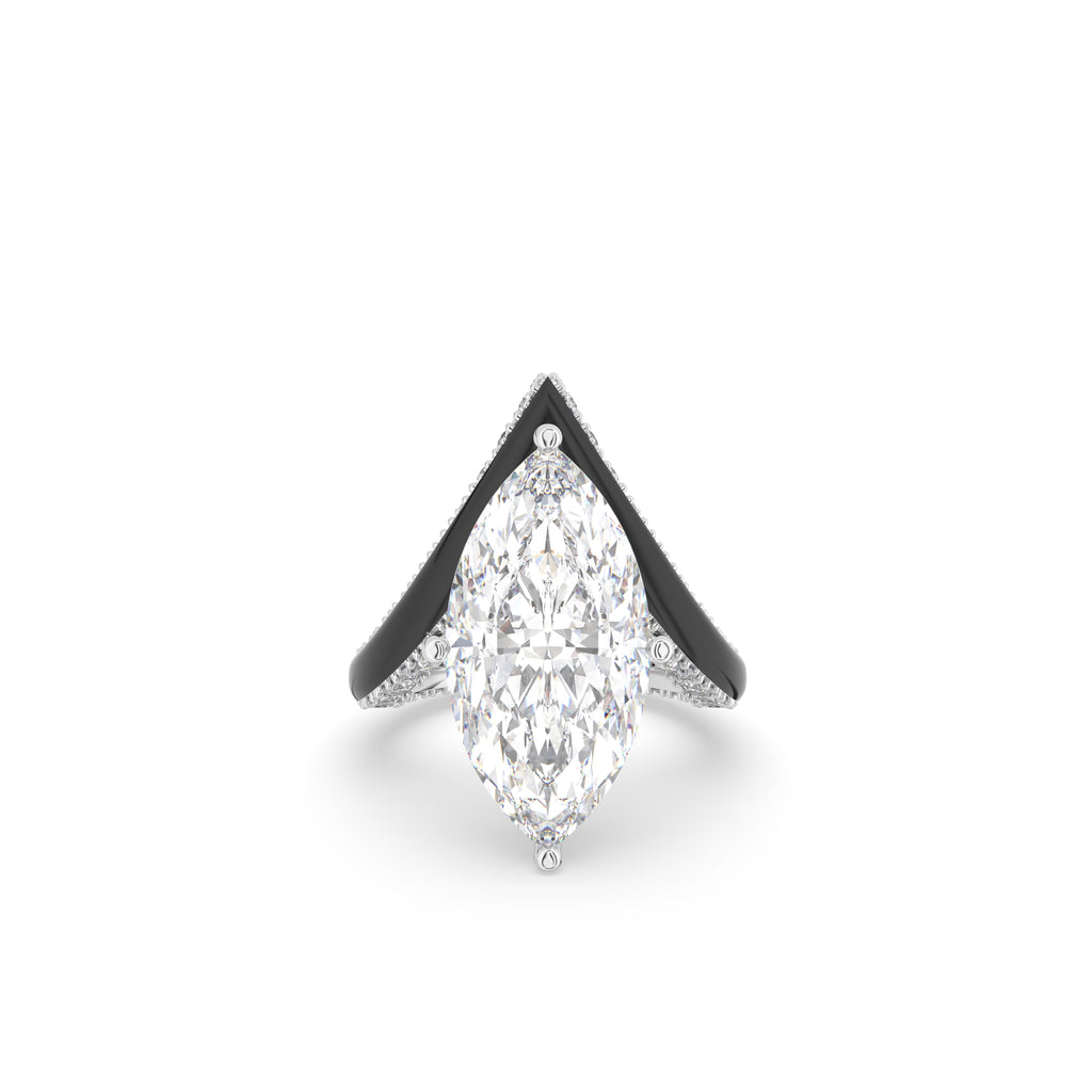 18K Marquise Chevron Diamond Ring — TOP