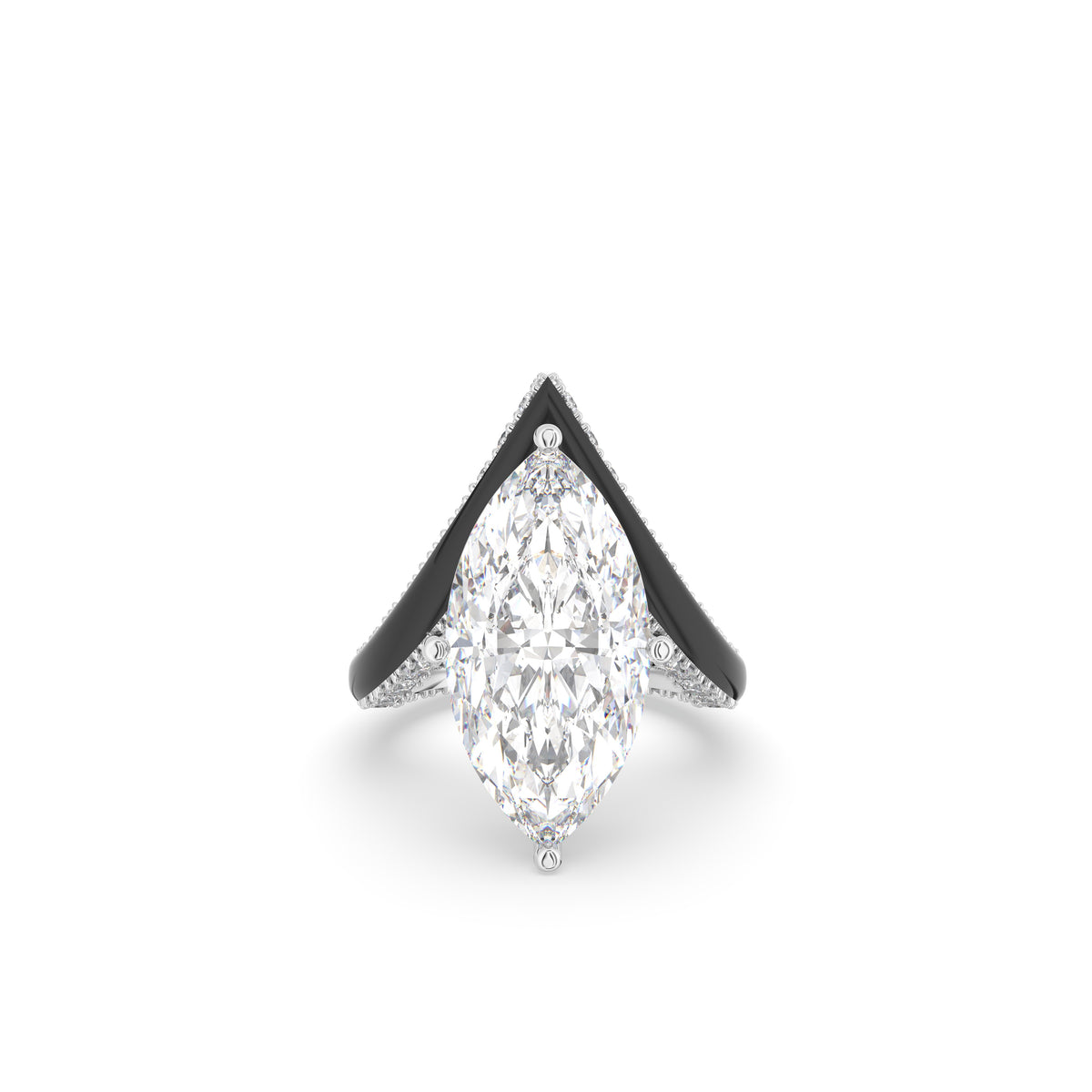 18K Marquise Chevron Diamond Ring — TOP