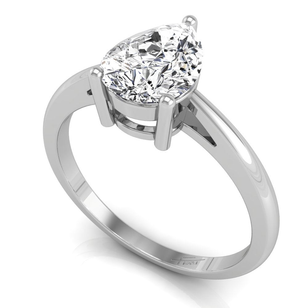 18K Solitaire Pear Diamond Ring — 3D VIEW
