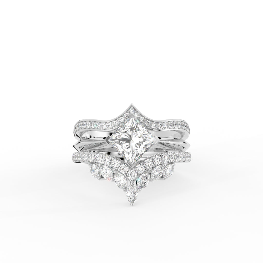 18K Yellow Gold Bespoke Princess Diamond Ring Set — TOP