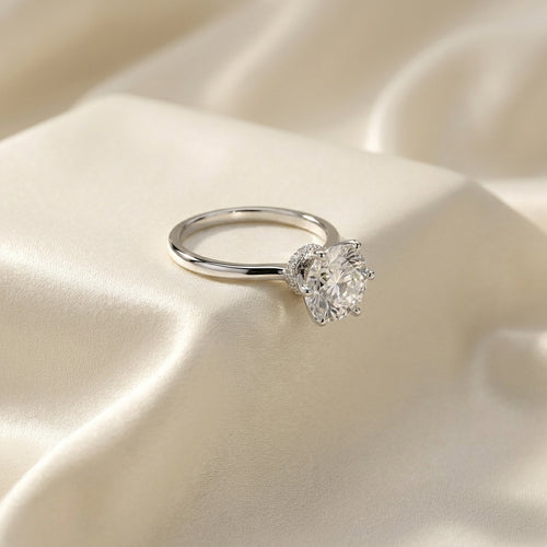14K Solitaire Round Diamond Engagement Ring