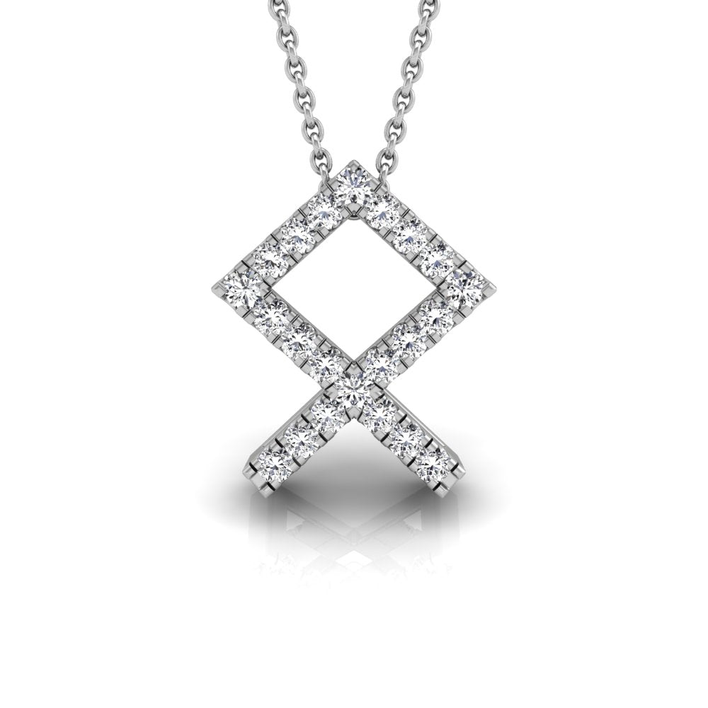 vimg:FJ1439|vimg:FJ2943|18K White Gold Othala Viking Round Diamond Pendant — FRONT