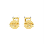 18K Solitaire Emerald Cut Diamond Stud Earrings — BACK